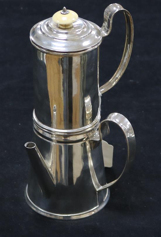 A late Victorian Scottish silver cafetiere, Glasgow, 1898, gross 16.5 oz.